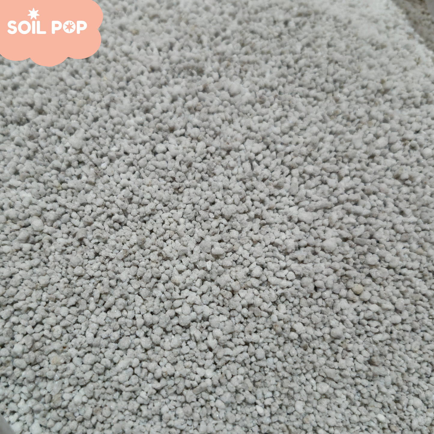 Perlite mixed in soil for aeration and root growth